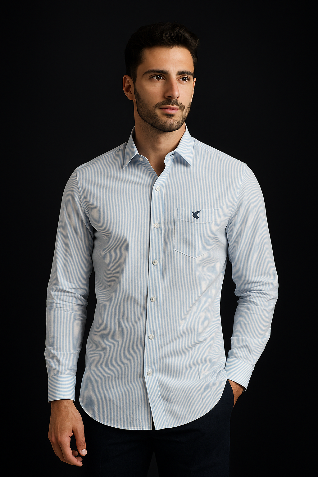 men’s light blue cotton shirt