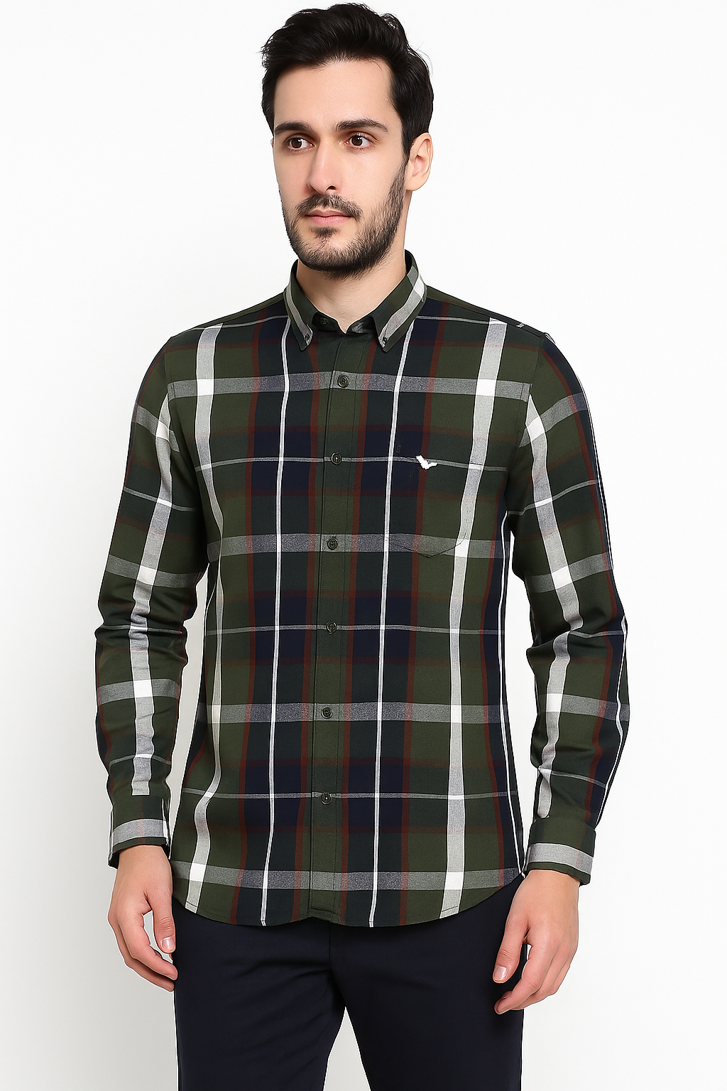 men checked cotton shirt